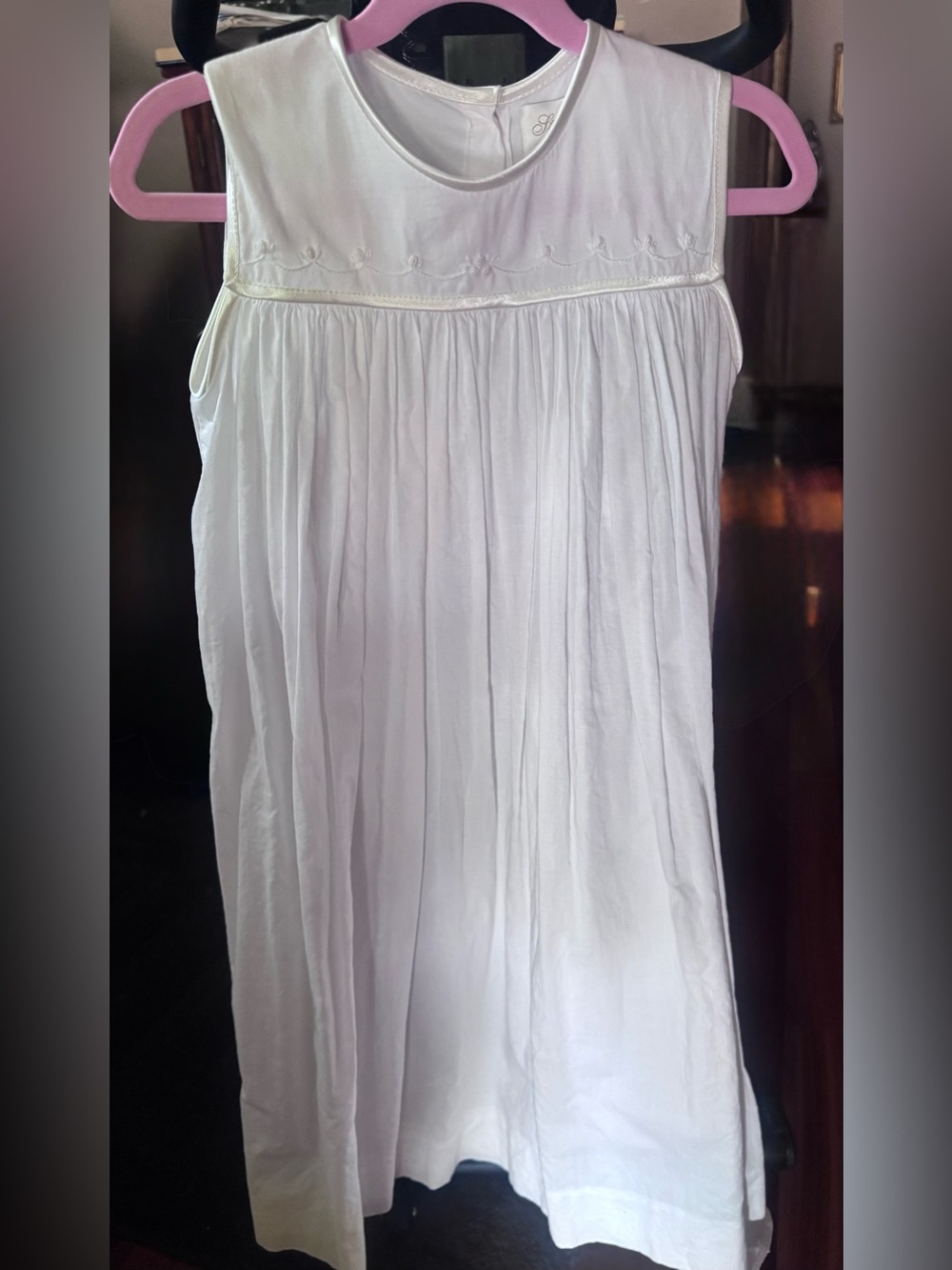 Strasburg White Sleeveless Pleated Dress with Subtle Embroidery